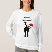 Meowy Kerstfeest Funny Cat Humoureuze T-shirt (Voorkant)