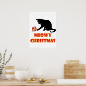 Meowy Kerstfeest Funny Cat Poster (Keuken)