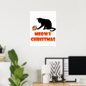 Meowy Kerstfeest Funny Cat Poster (Thuiskantoor)