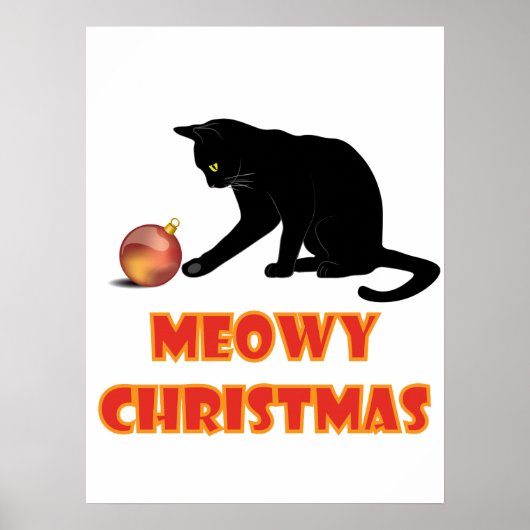Meowy Kerstfeest Funny Cat Poster (Voorkant)