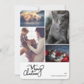 Meowy Kerstfeest Funny Cat Thed Custom 4 Foto Feestdagenkaart (Voorkant)