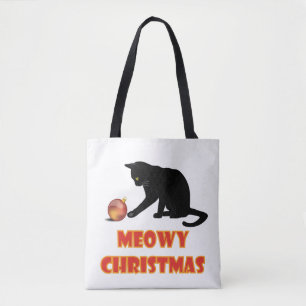Meowy Kerstfeest Funny Cat Tote Bag