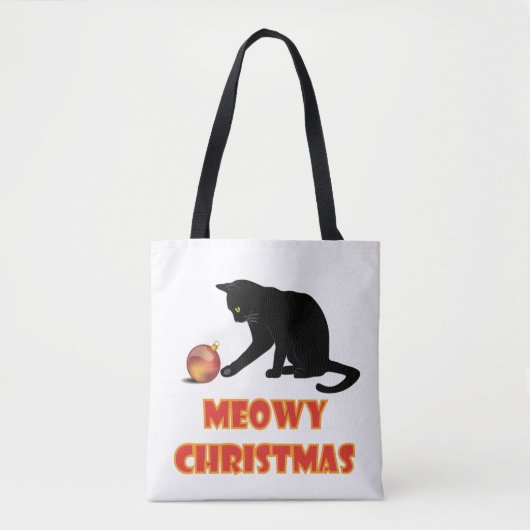 Meowy Kerstfeest Funny Cat Tote Bag (Voorkant)