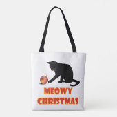 Meowy Kerstfeest Funny Cat Tote Bag (Achterkant)