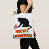 Meowy Kerstfeest Funny Cat Tote Bag (Dichtbij)