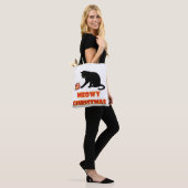 Meowy Kerstfeest Funny Cat Tote Bag (Op model)