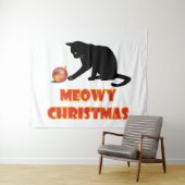 Meowy Kerstfeest Funny Cat Wandkleed (In Situ (horizontaal))