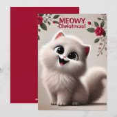 Meowy kerstfeestay-kaart bedankkaart (Voorkant / Achterkant)