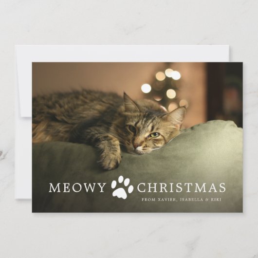 Meowy kerstfeestay-kaart feestdagenkaart (Voorkant)