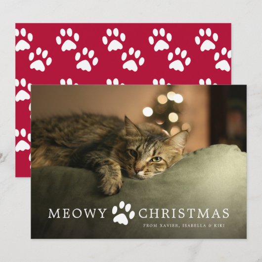 Meowy kerstfeestay-kaart feestdagenkaart (Voorkant / Achterkant)
