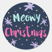 Meowy Kerstfeestdag stickers | Munt Roze (Voorkant)