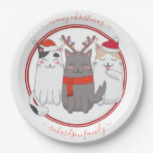 Meowy kerstfeestkasten papieren bordje (Voorkant)