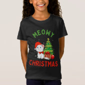 Meowy KerstFine Jersey Cat T-Shirt (Voorkant)