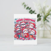 Meowy Kerstgroeten: Feestelijk katachtig Briefkaar Briefkaart (Staand voorkant)