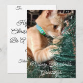 Meowy kerstgroeten, kat, foto en tekst, feestdagenkaart (Voorkant / Achterkant)