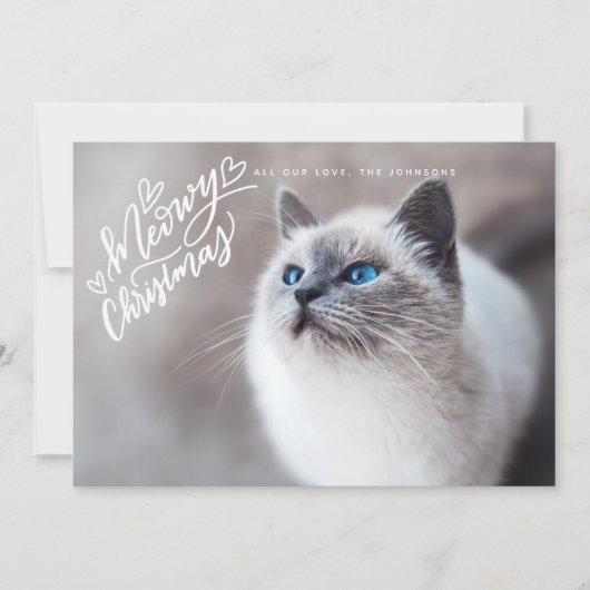 Meowy Kersthand met briefingkat, volledige foto Feestdagenkaart (Voorkant)