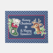 Meowy KerstHappy Reindededeur Mat blauw (Voorkant)