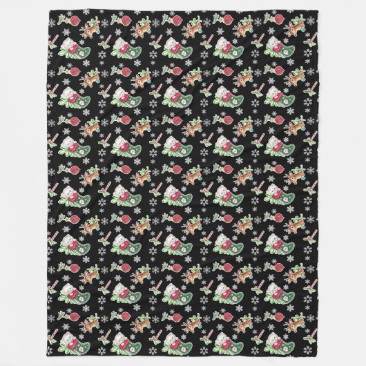 Meowy KerstHappy Reindeer Fleece Deken (Voorkant)