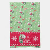 Meowy KerstHappy Reindeer Kitchen Towel Theedoek (Verticaal)