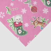 Meowy KerstHappy Reindeer op Roze Tissuepapier (Detail)