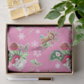 Meowy KerstHappy Reindeer op Roze Tissuepapier (Geschenk)