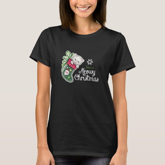 Meowy KerstHappy Reindeer T-shirt (Voorkant)