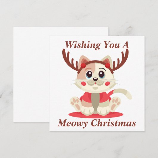 Meowy kerstkaart bedankkaart (Voorkant / Achterkant)