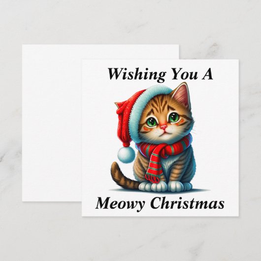 Meowy kerstkaart bedankkaart (Voorkant / Achterkant)