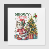 Meowy kerstkaart magnetische uitnodiging (Voorkant / Achterkant)