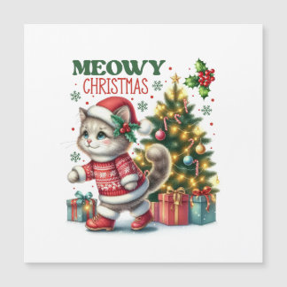 Meowy kerstkaart magnetische uitnodiging