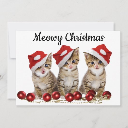 Meowy kerstKaart voor kattenbroodjes (Voorkant)