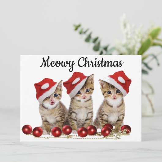 Meowy kerstKaart voor kattenbroodjes (Staand voorkant)