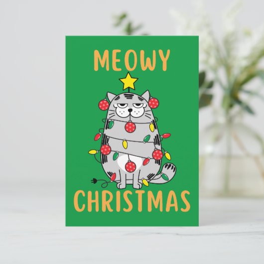 Meowy kerstkaartje (Staand voorkant)