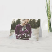 Meowy kerstkalligrafie moderne foto kat feestdagen kaart (Voorkant)