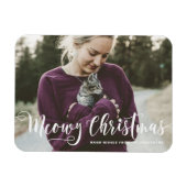 Meowy kerstkalligrafie moderne foto kat magneet (Horizontaal)