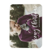 Meowy kerstkalligrafie moderne foto kat magneet (Verticaal)