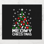 Meowy kerstkat-boom Ugly Sparkling Wijnetiket (Enkel label)