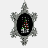 Meowy kerstkat-boom Ugly Tin Sneeuwvlok Ornament (Links)