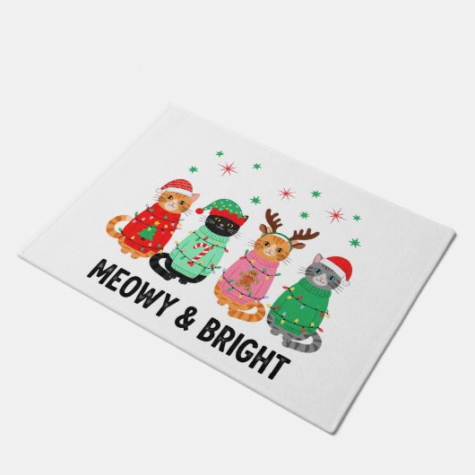 Meowy kerstkat deurmat (Schuin)