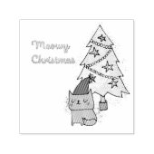 Meowy kerstkat en boom  zelfinktende stempel (Design)