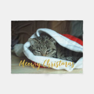 Meowy kerstkat fleece deken
