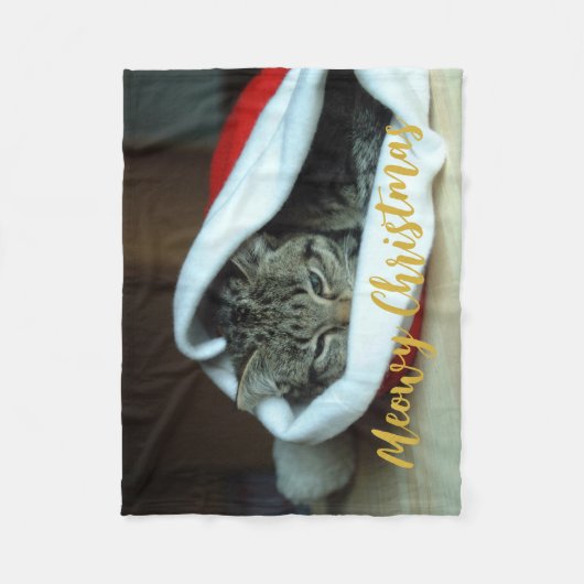 Meowy kerstkat fleece deken (Voorkant)