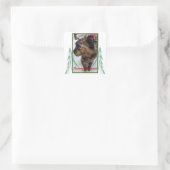 Meowy kerstkat Foto Evergreen Fractal Bough Vierkante Sticker (Tas)