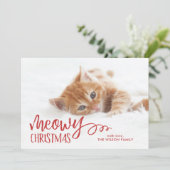 Meowy kerstkat foto feestdagenkaart (Staand voorkant)