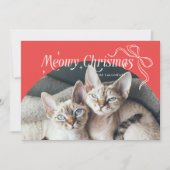 Meowy Kerstkat Foto Rode Vakantie Kaart (Voorkant)