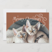 Meowy Kerstkat Foto Terracotta Vakantie Kaart (Voorkant)