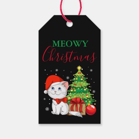 Meowy kerstkat Gift Label Cadeaulabel (Voorkant)
