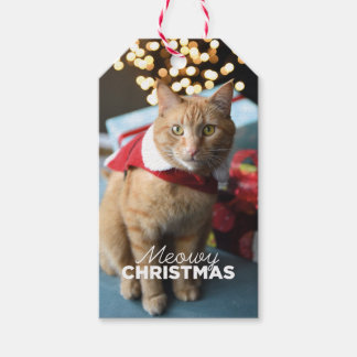 Meowy kerstkat Gift Label Cadeaulabel