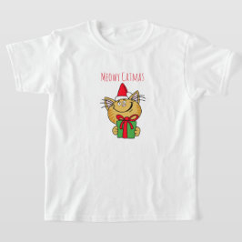 Meowy kerstkat Girls' Ruffle T-Shirt