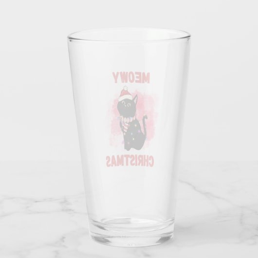 Meowy kerstkat glas (Achterkant)